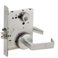 Schlage Grade 1 Storeroom Mortise Lock, Conventional Cylinder, S123 Keyway, 06 Lever, B Rose, Satin Chrome F L9080P 06B 626